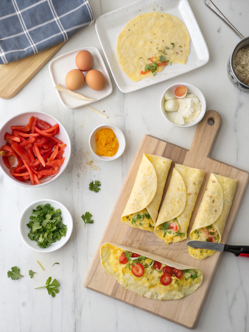 Omelette Wrap preparing steps