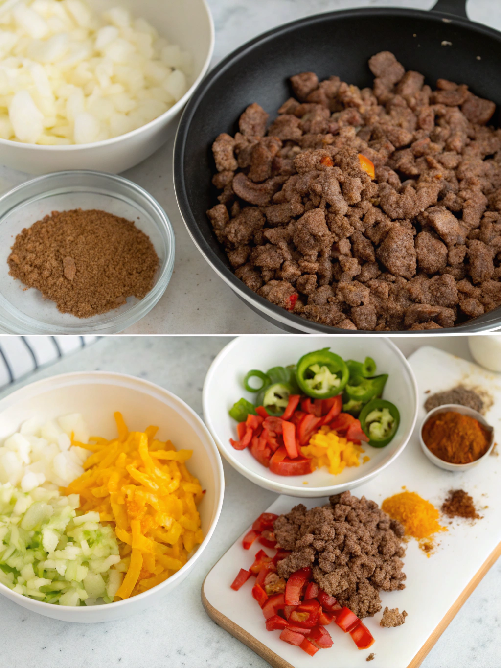 Taco Meat preparing steps